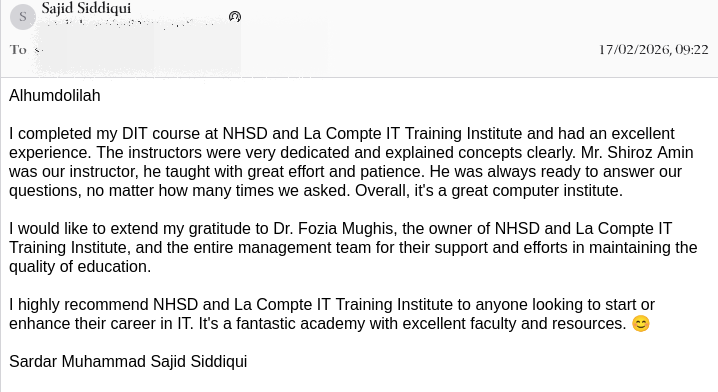 Review of course and experience of course overall from one of our students.