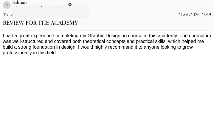 Testimonial Students for Graphic Designing Course